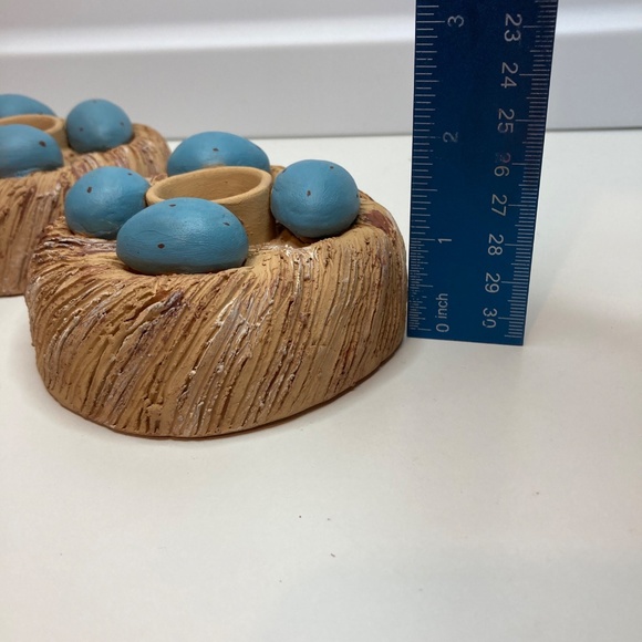 A Pair Vintage Serrv Candle Holder Eggs On Nest Made in Peru - Picture 11 of 12